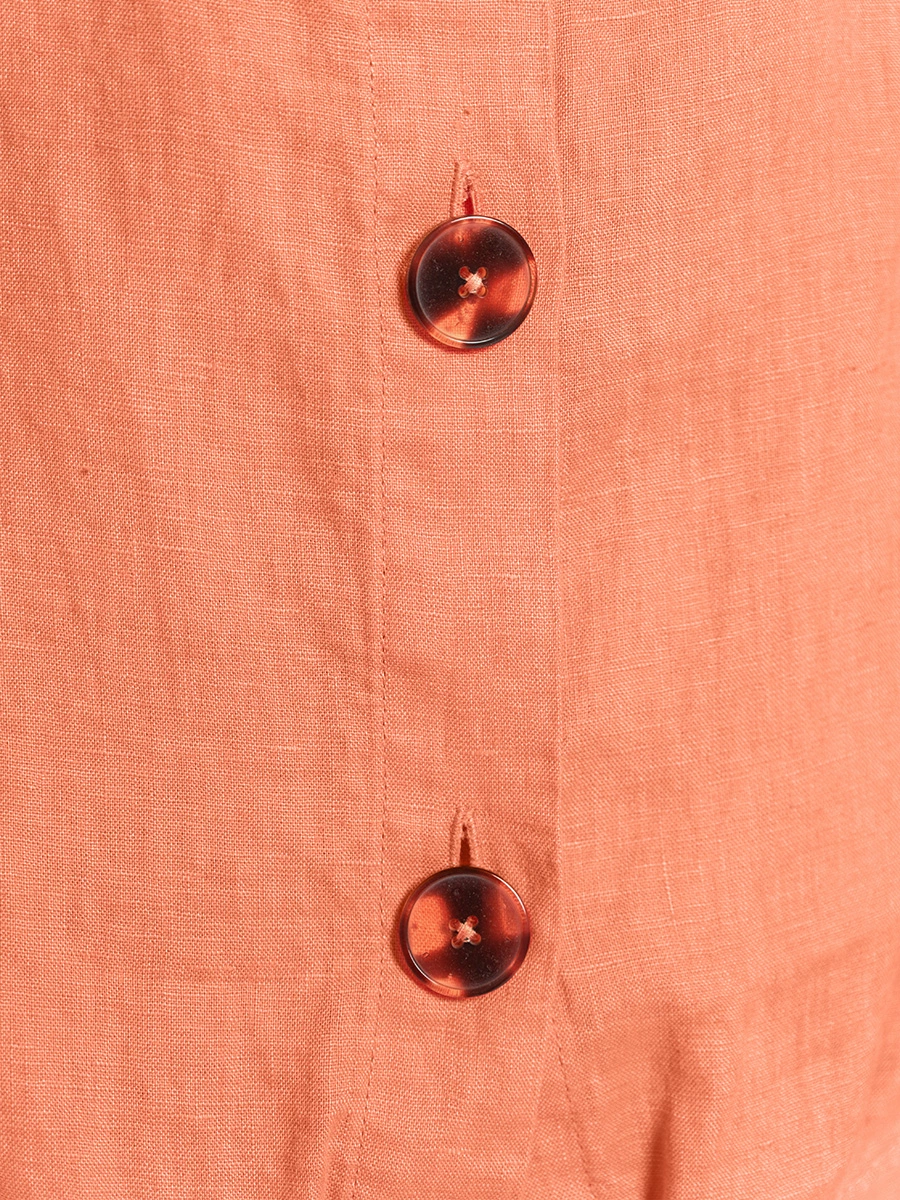 Оранжевый льняной топ с завязками